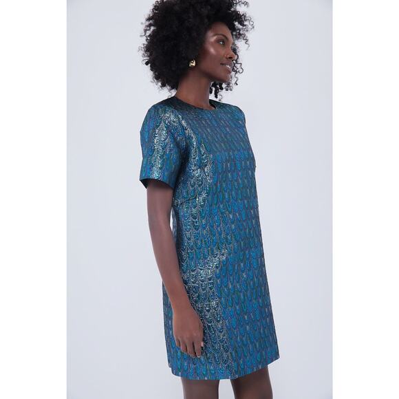 Pomander Place Blue and Green Mini Dress - Picture 6 of 7